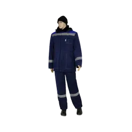 Фото товара Костюм рабочий Легион утепленный, куртка+брюки, синий+василек вид спереди