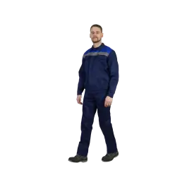 Фото товара Костюм рабочий Стафф, куртка+полукомбинезон, темно-синий+василек вид спереди