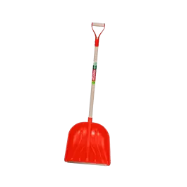 Фото товара Лопата снеговая красная с черенком и металлической ручкой БЦМ 1726-Ч вид спереди