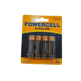Фото товара Элемент питания щелочной (батарейка) Powercell, 1,5 V, тип AА, 4 шт/уп вид спереди