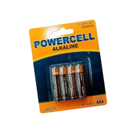Фото товара Элемент питания щелочной (батарейка) Powercell, 1,5 V, тип АAА, 4 шт/уп вид спереди